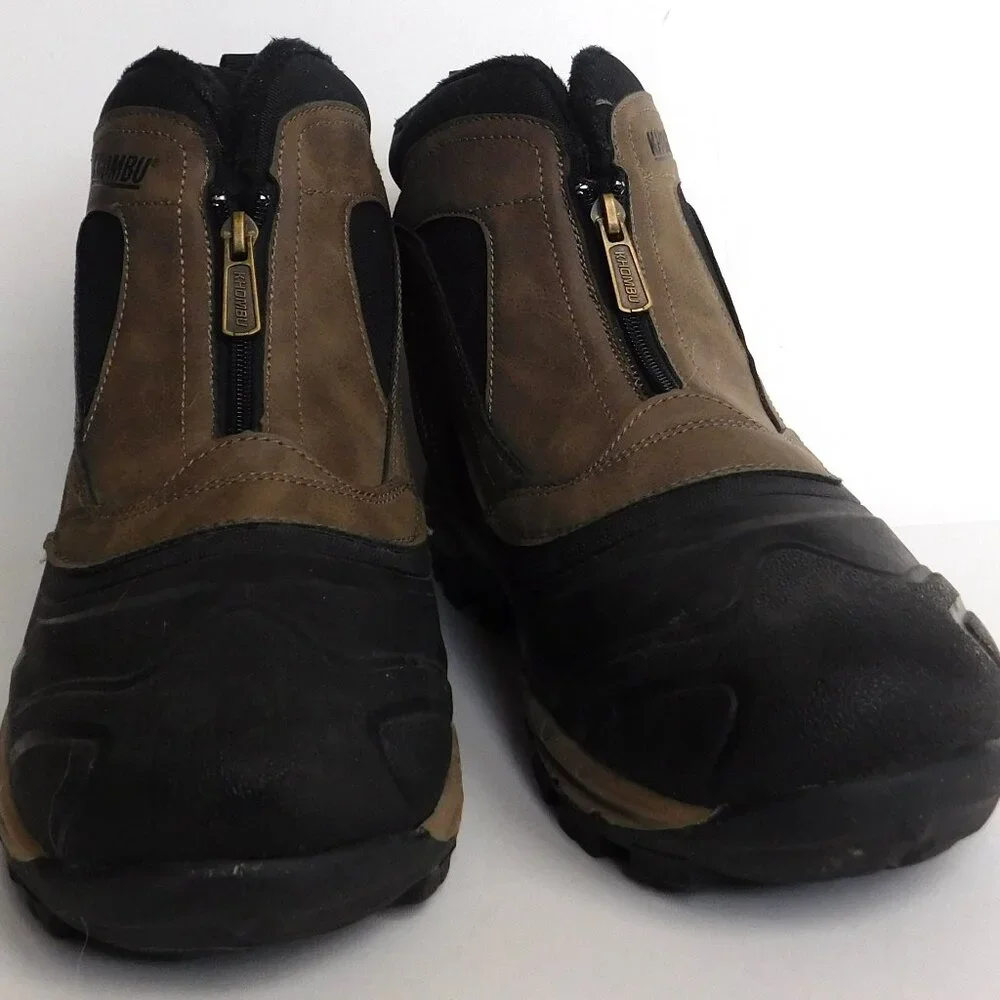 Khombu Men's Cliff Brown Cushioned Winter Boots Zip Gorpcore Brown Black Size 11